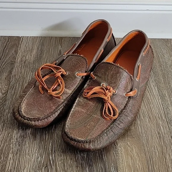 Etro | Shoes | Etro Brown Paisley Print Canvas Bow Slip On 